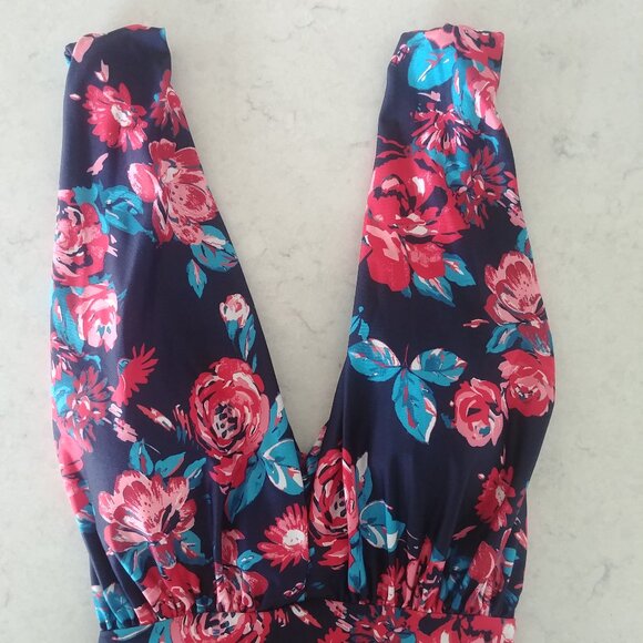 Modcloth HighDive navy blue red floral one piece swimsuit bathing suit c… - Picture 5 of 11